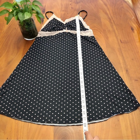 La Vie En Rose Sexy Romantic Pink Lace Polka Dot Camisole Slip Lingerie Dress - Picture 11 of 12